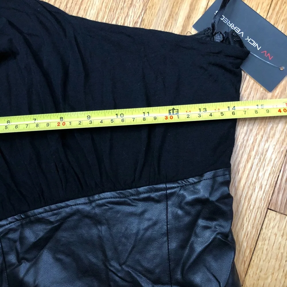 NV Nick Verreos "Heidi" Black Dress Knee Length One Shoulder jersey size 4 - Picture 9 of 10